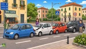 Tamponamento a catena in movimento: pari responsabilità ex art. 2054 c.c.